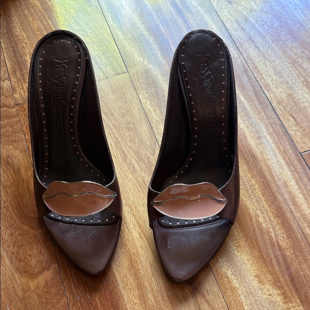 Vintage YSL- Tom Ford Brown and Cream Women's Heels size 35 rare vintage find